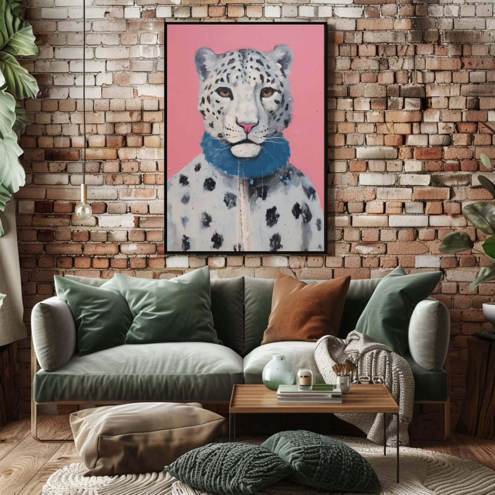 Stylized Snow Leopard Painting in Animal Poster PosterGoat