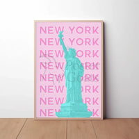 Stylized Statue of Liberty New York Travel Poster PosterGoat