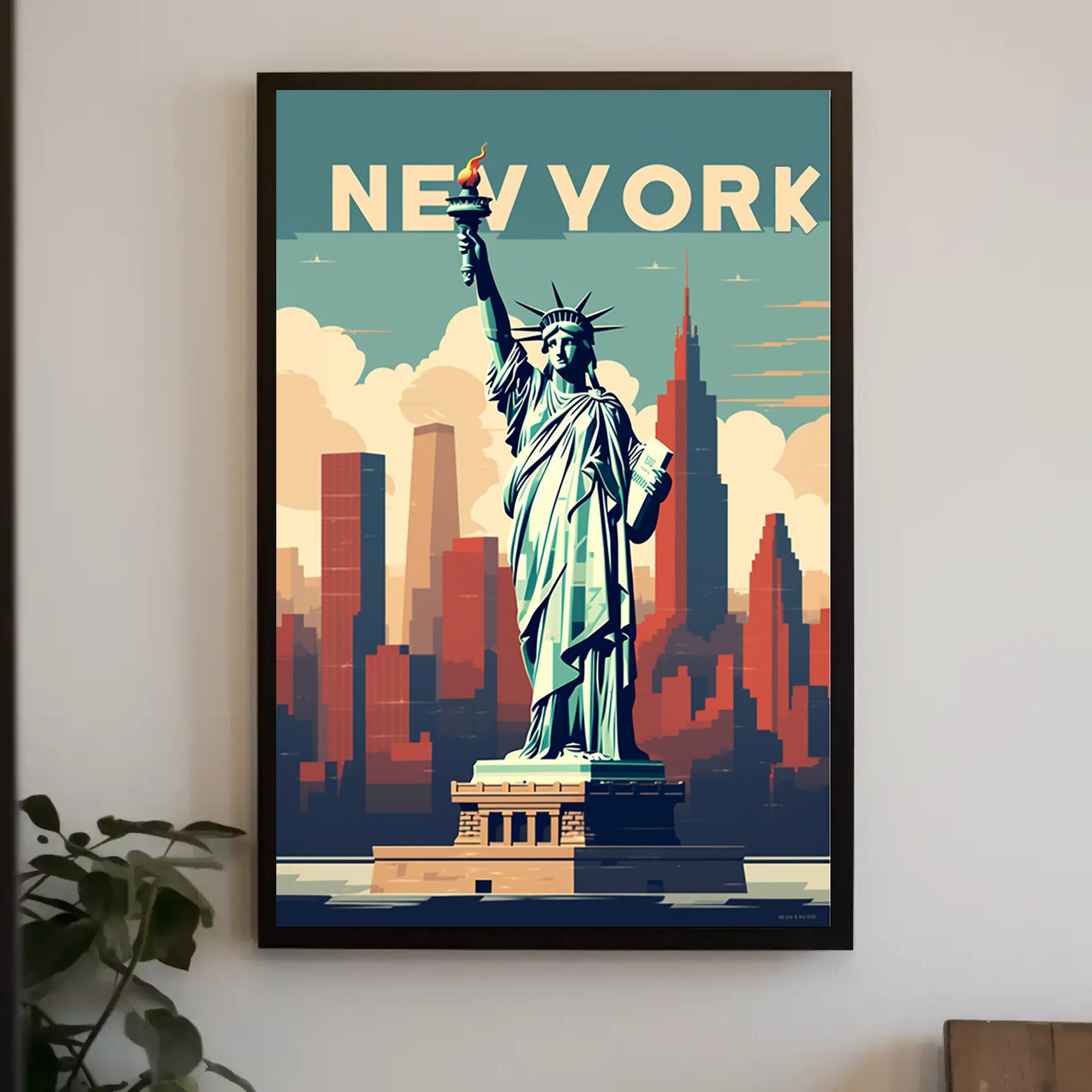 Stylized Statue of Liberty New York Urban or Cityscape Poster PosterGoat