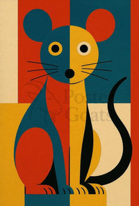 Stylized Vibrant Cat Art Print Abstract Artistic Poster PosterGoat