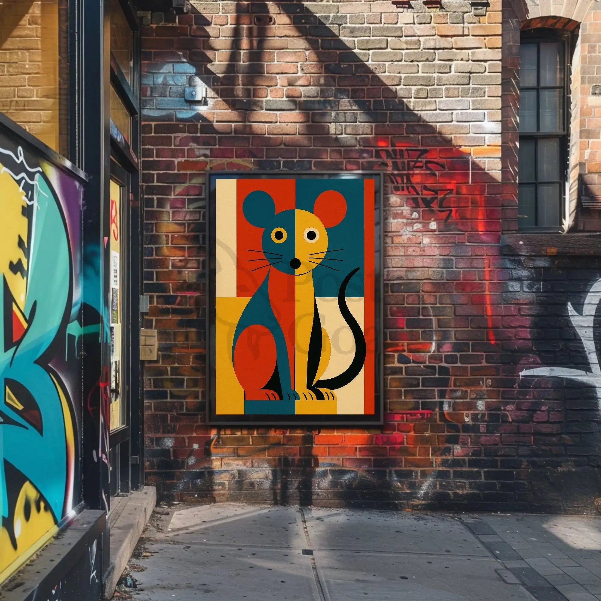 Stylized Vibrant Cat Art Print Abstract Artistic Poster PosterGoat
