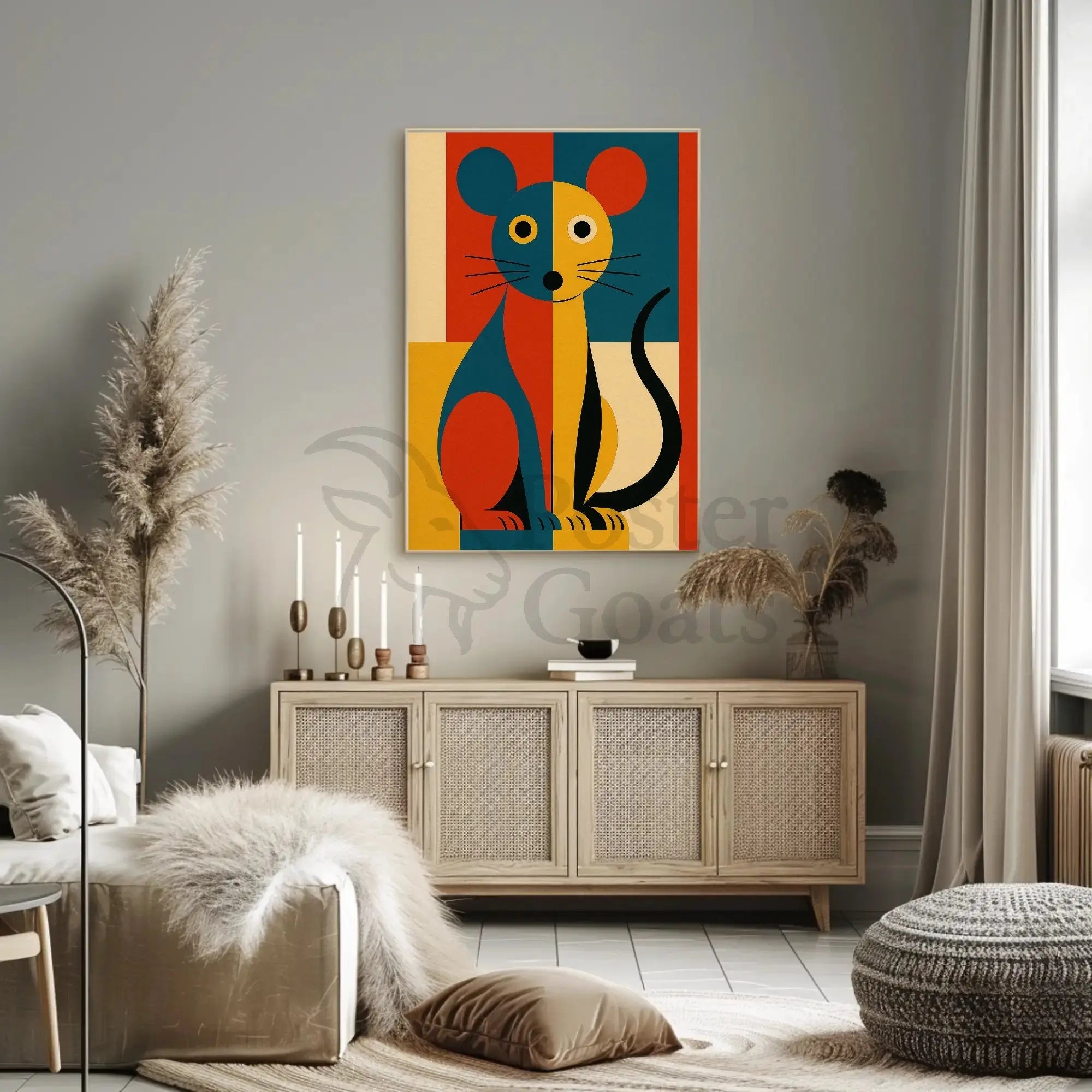 Stylized Vibrant Cat Art Print Abstract Artistic Poster PosterGoat