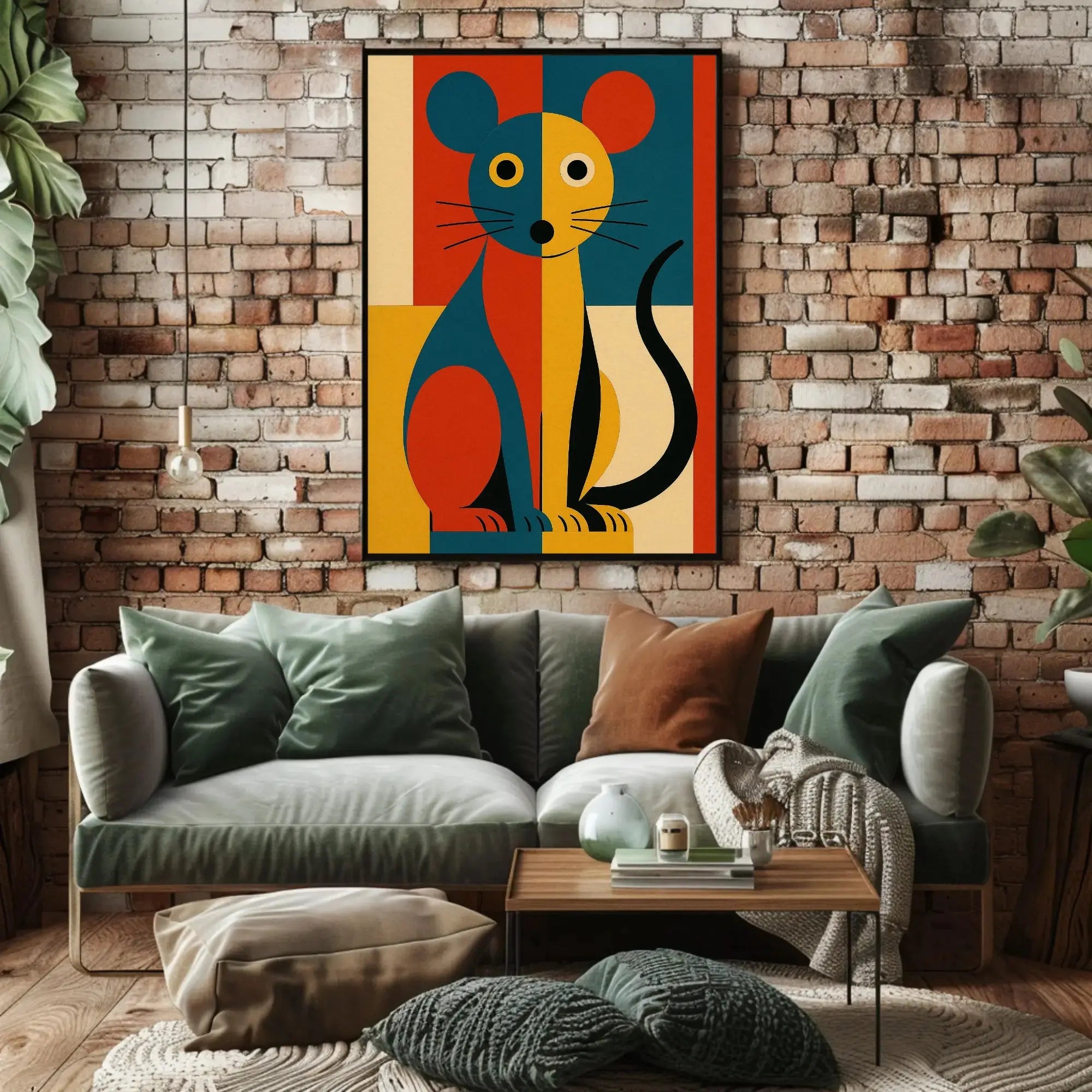 Stylized Vibrant Cat Art Print Abstract Artistic Poster PosterGoat