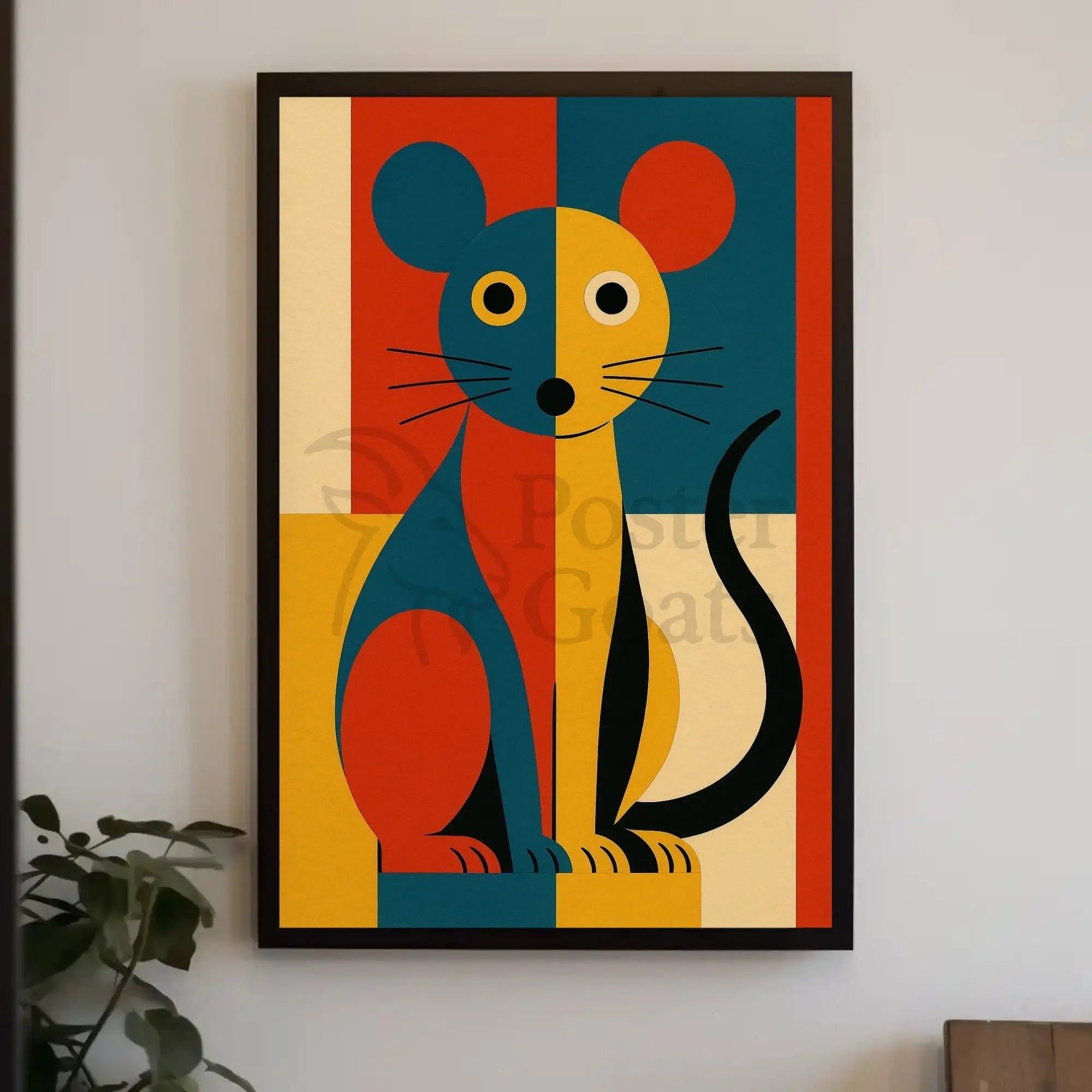 Stylized Vibrant Cat Art Print Abstract Artistic Poster PosterGoat