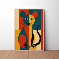 Stylized Vibrant Cat Art Print Abstract Artistic Poster PosterGoat