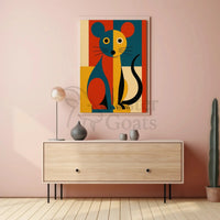 Stylized Vibrant Cat Art Print Abstract Artistic Poster PosterGoat