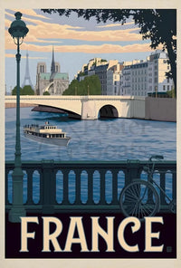 Stylized Vintage Parisian Scene Travel Poster PosterGoat
