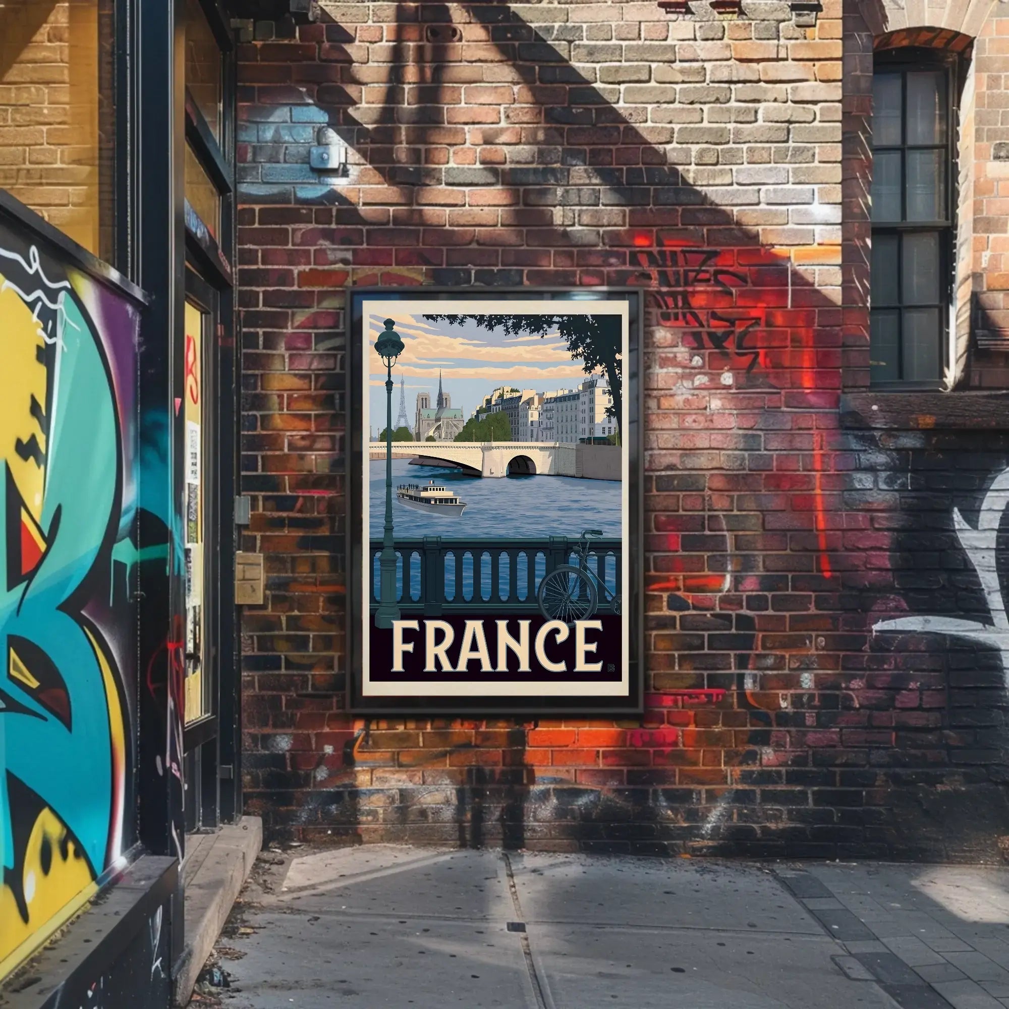Stylized Vintage Parisian Scene Travel Poster PosterGoat