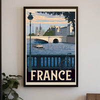 Stylized Vintage Parisian Scene Travel Poster PosterGoat