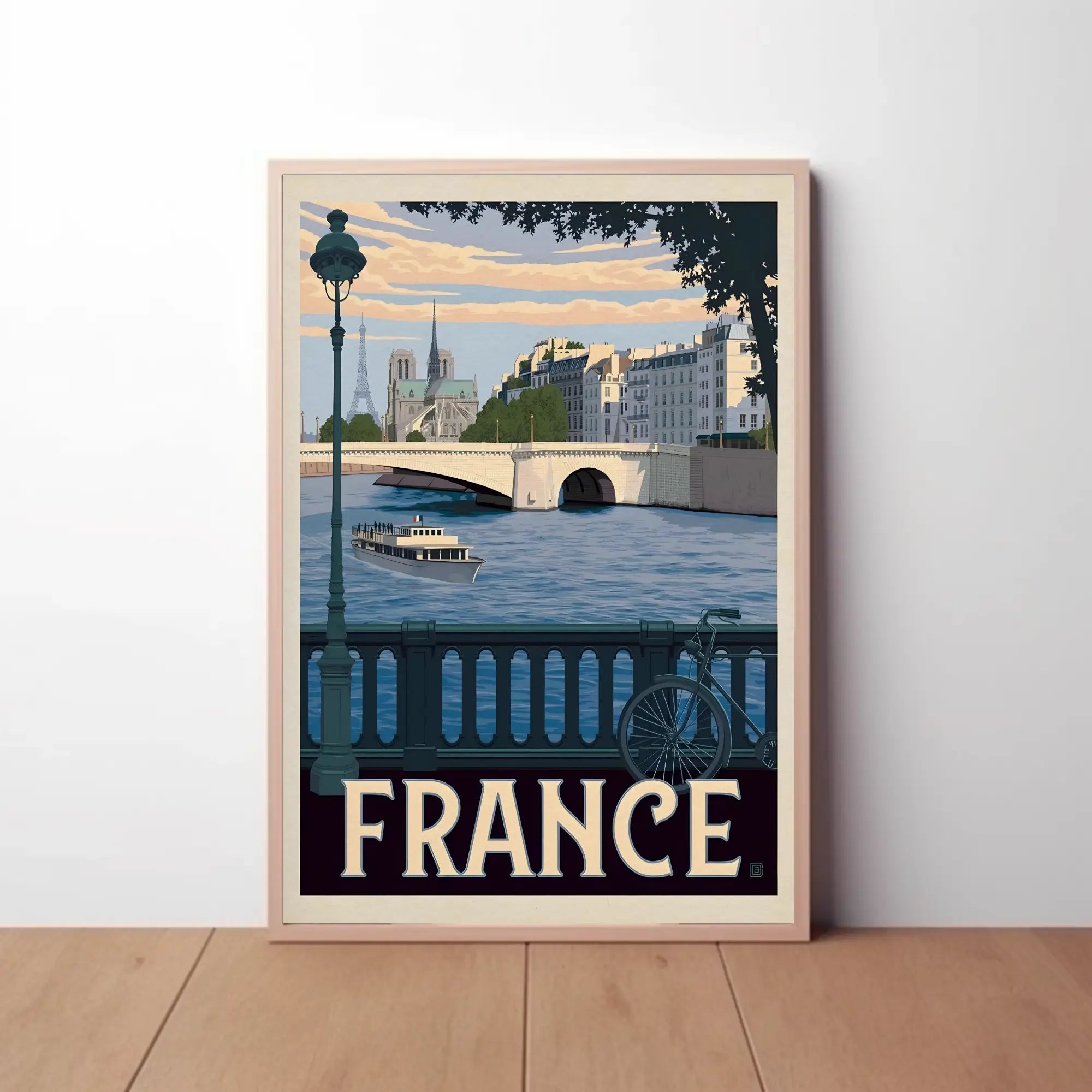 Stylized Vintage Parisian Scene Travel Poster PosterGoat
