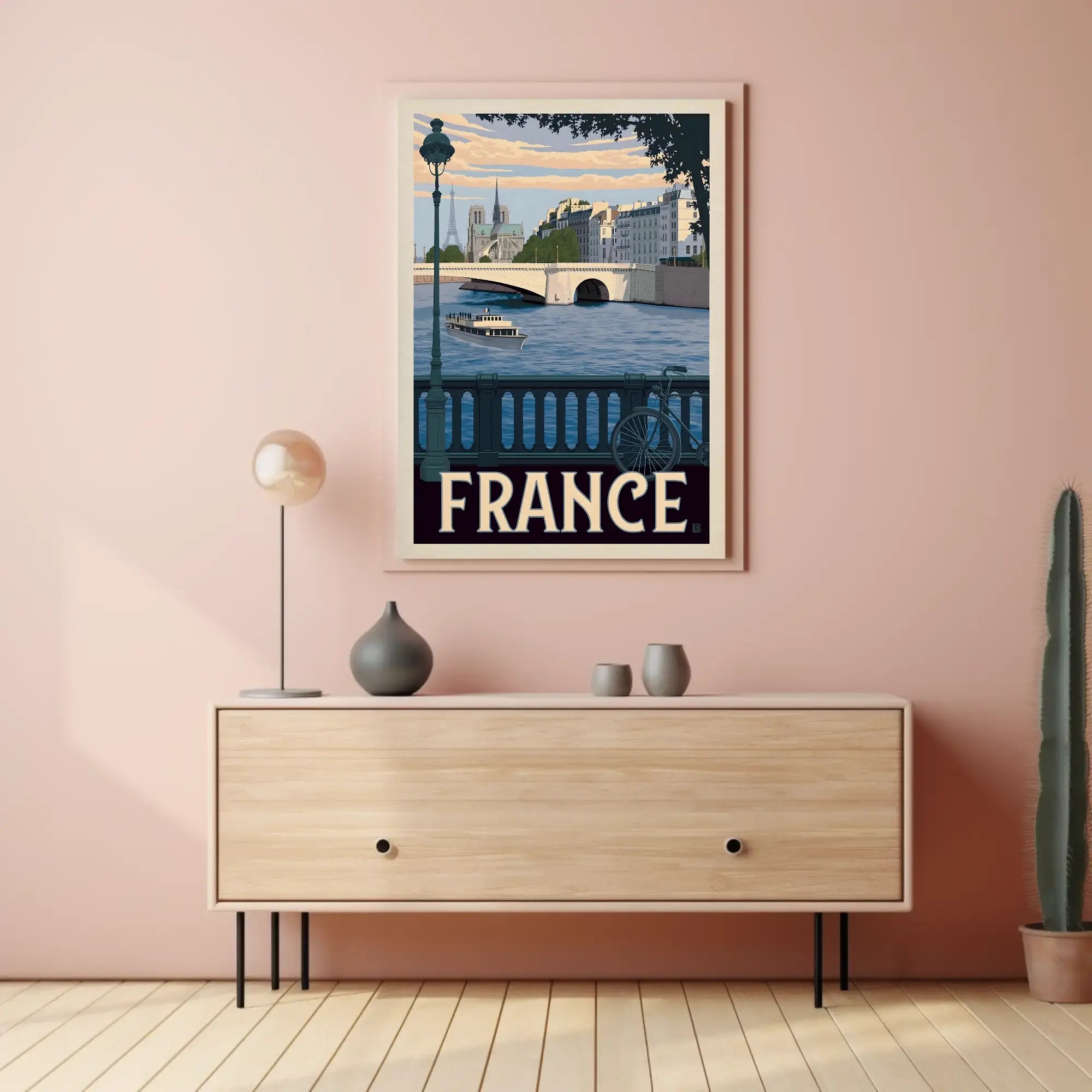 Stylized Vintage Parisian Scene Travel Poster PosterGoat