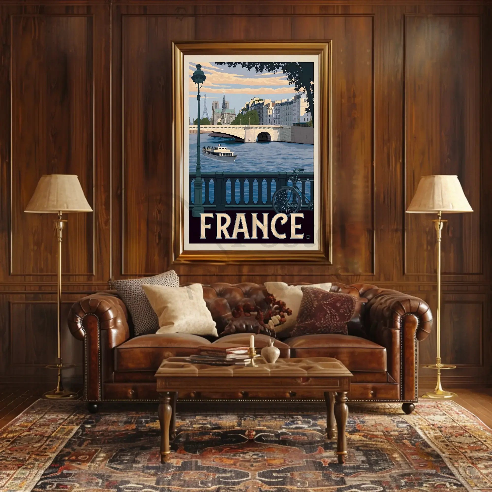 Stylized Vintage Parisian Scene Travel Poster PosterGoat