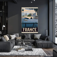Stylized Vintage Parisian Scene Travel Poster PosterGoat