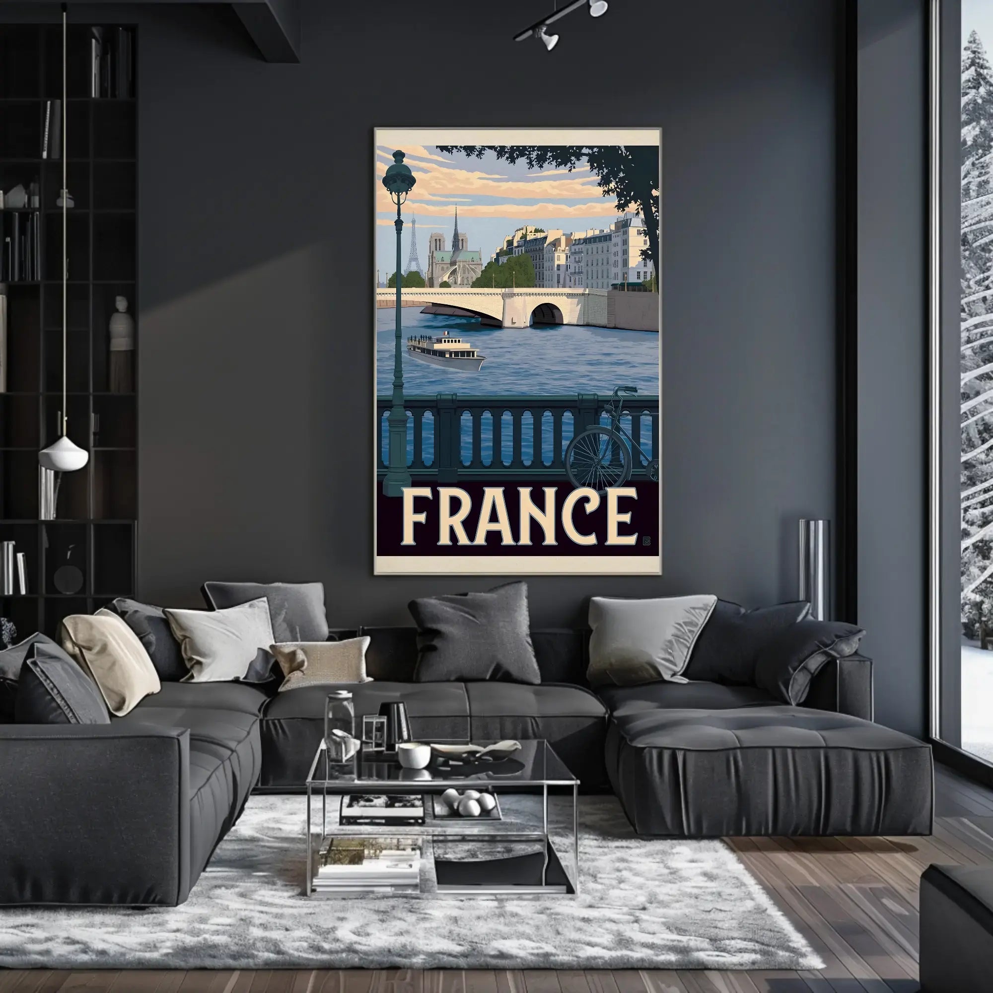 Stylized Vintage Parisian Scene Travel Poster PosterGoat