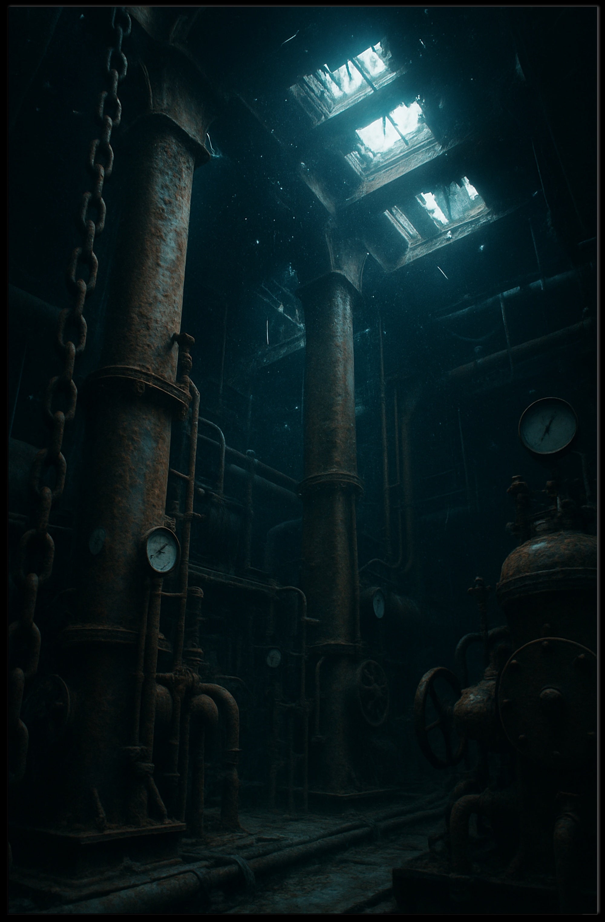 Submerged Industrial Depths Poster PosterGoat