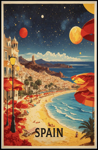 Sunny Spanish Coastline Dreamscape Travel Poster PosterGoat