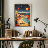 Sunny Spanish Coastline Dreamscape Travel Poster PosterGoat