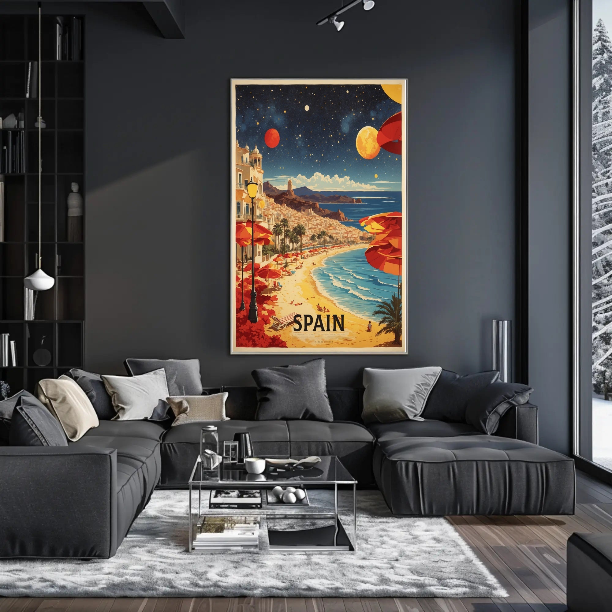 Sunny Spanish Coastline Dreamscape Travel Poster PosterGoat