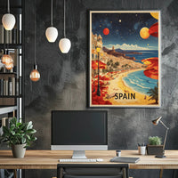 Sunny Spanish Coastline Dreamscape Travel Poster PosterGoat