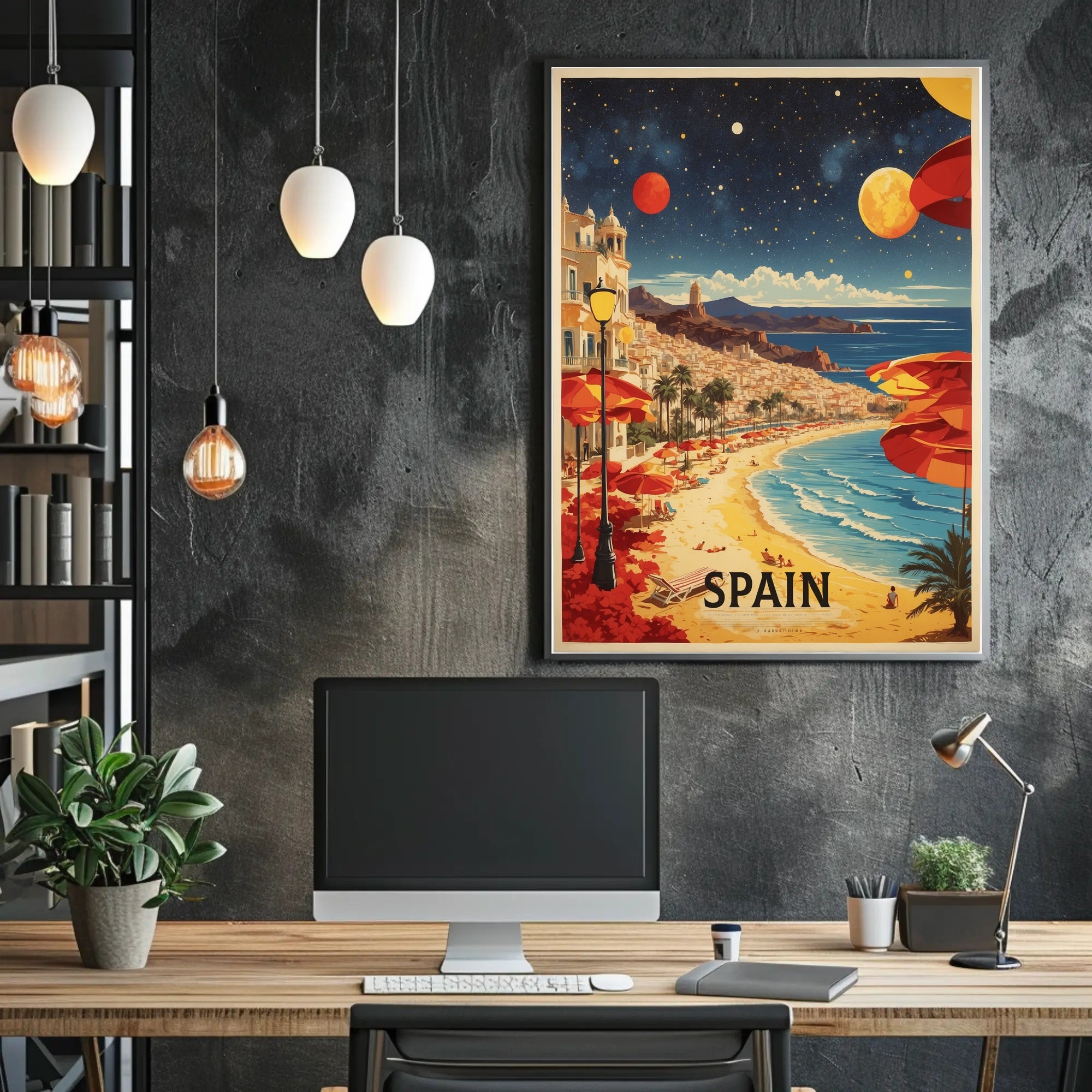 Sunny Spanish Coastline Dreamscape Travel Poster PosterGoat