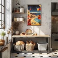 Sunny Spanish Coastline Dreamscape Travel Poster PosterGoat