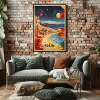 Sunny Spanish Coastline Dreamscape Travel Poster PosterGoat