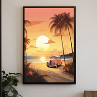 Sunset Beach Drive Vintage Travel Poster PosterGoat