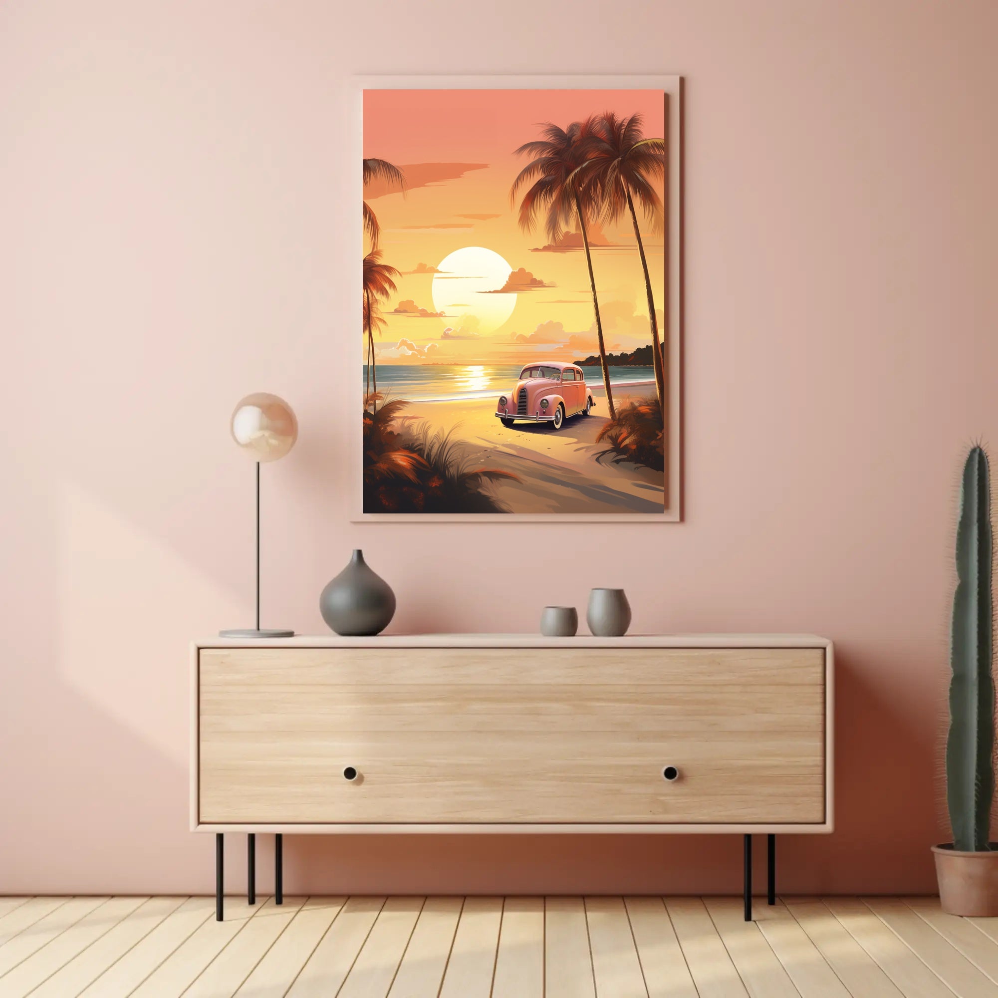 Sunset Beach Drive Vintage Travel Poster PosterGoat