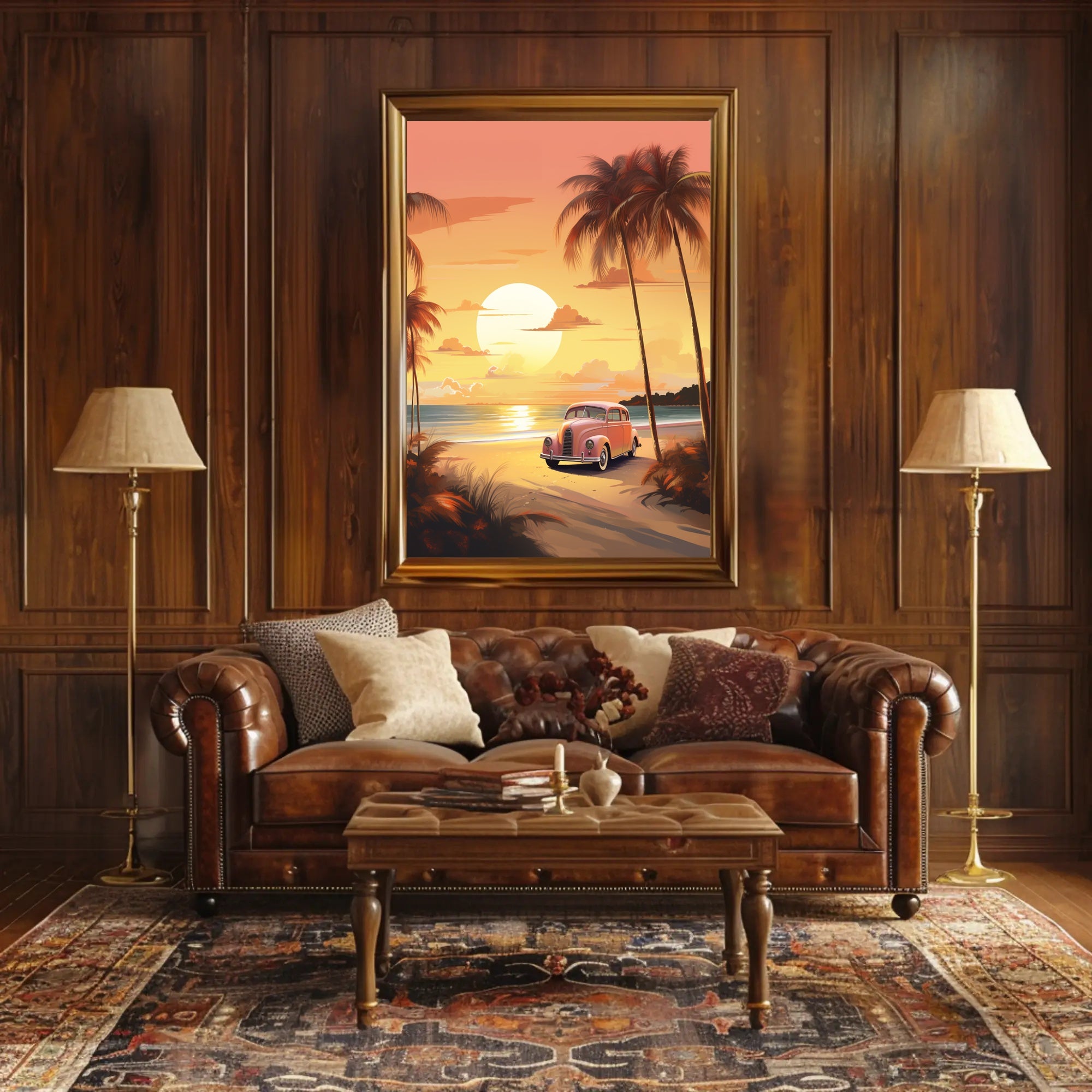 Sunset Beach Drive Vintage Travel Poster PosterGoat