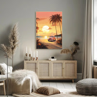 Sunset Beach Drive Vintage Travel Poster PosterGoat