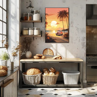 Sunset Beach Drive Vintage Travel Poster PosterGoat