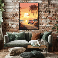 Sunset Beach Drive Vintage Travel Poster PosterGoat
