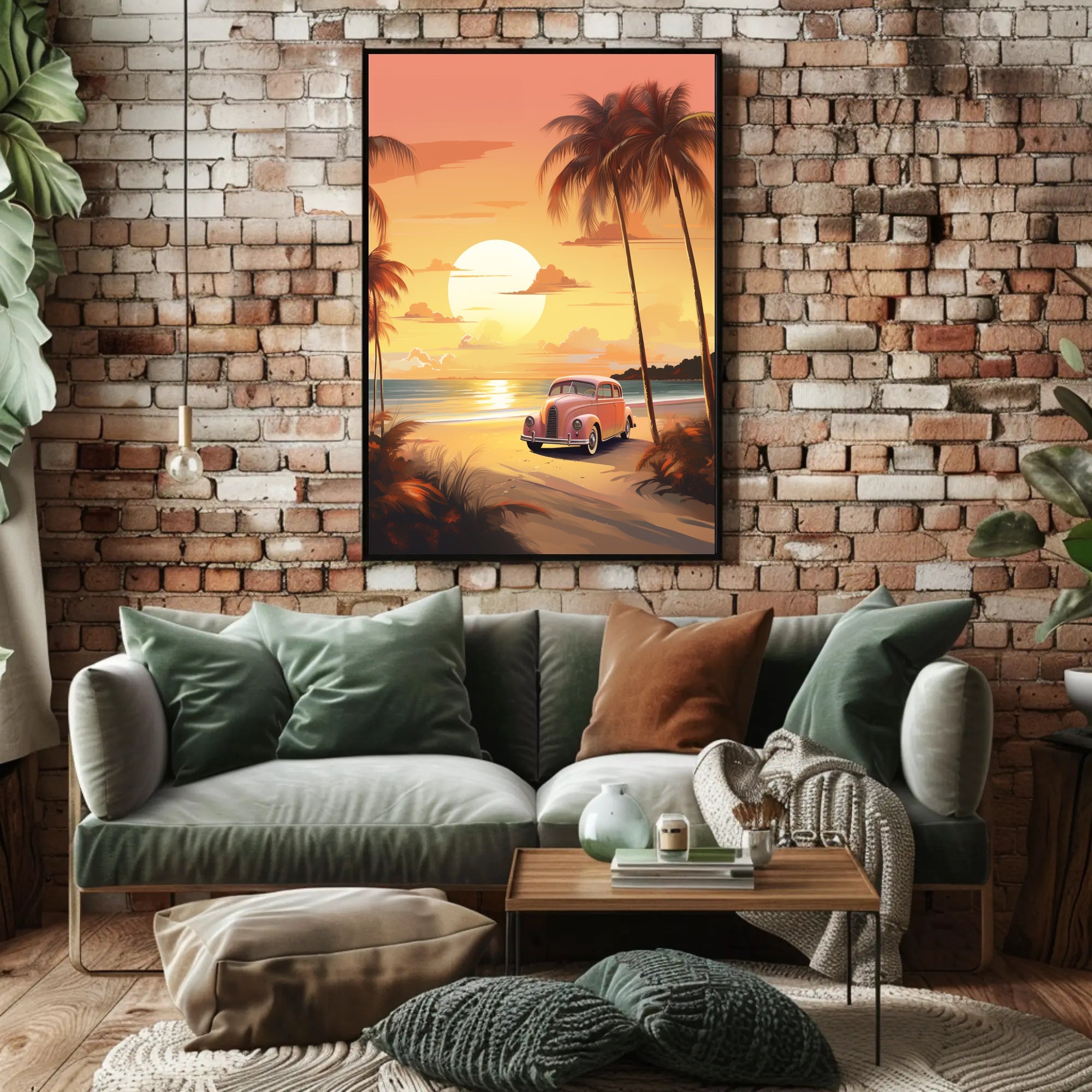 Sunset Beach Drive Vintage Travel Poster PosterGoat