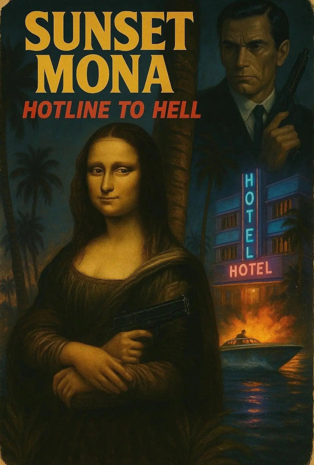 Sunset Mona Noir Thriller Retro Movie Pop Culture Poster PosterGoat
