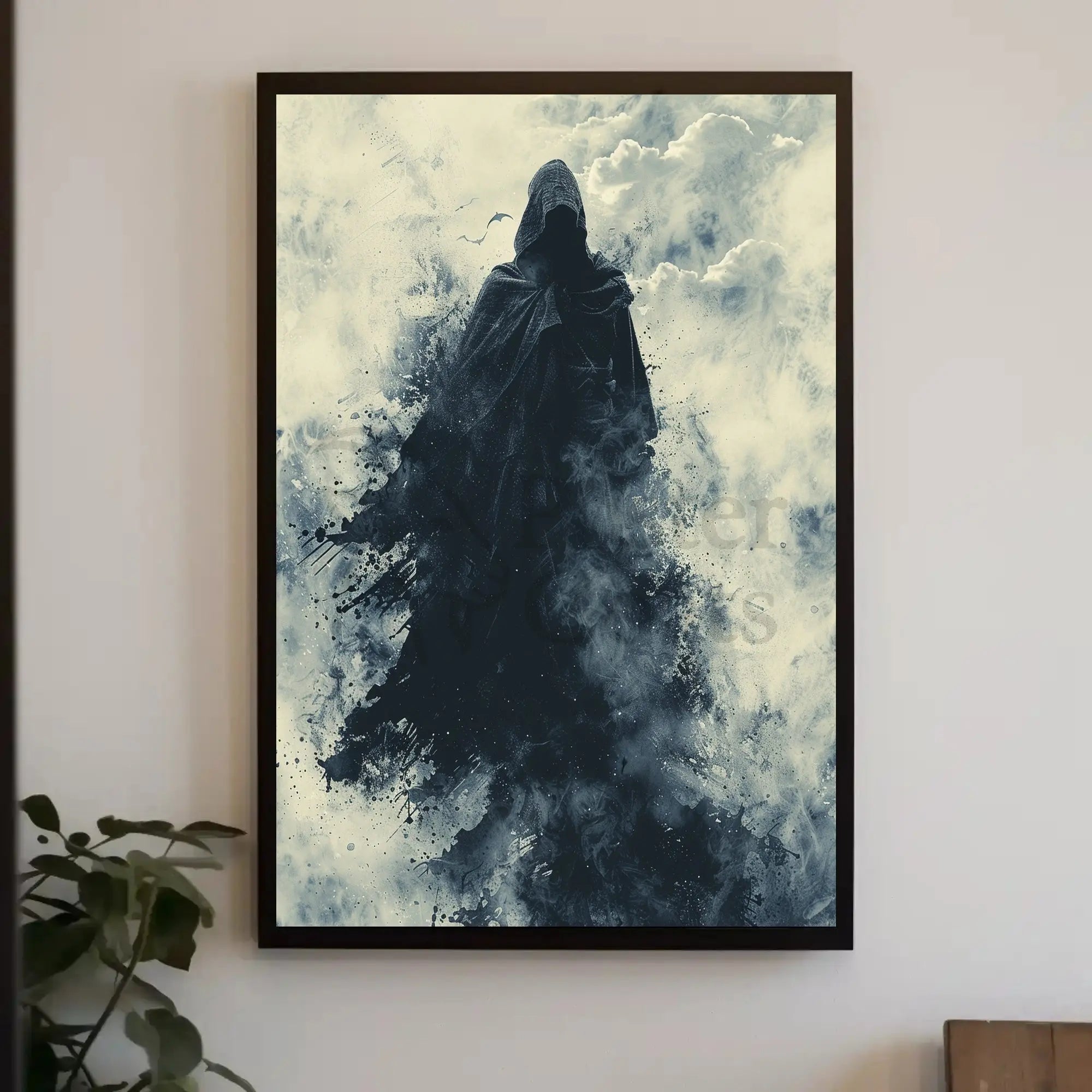Supernatural Hooded Figure with Bats Artistic or Pop Culture Poster PosterGoat