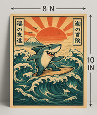 Surfing Shark Adventure Poster PosterGoat