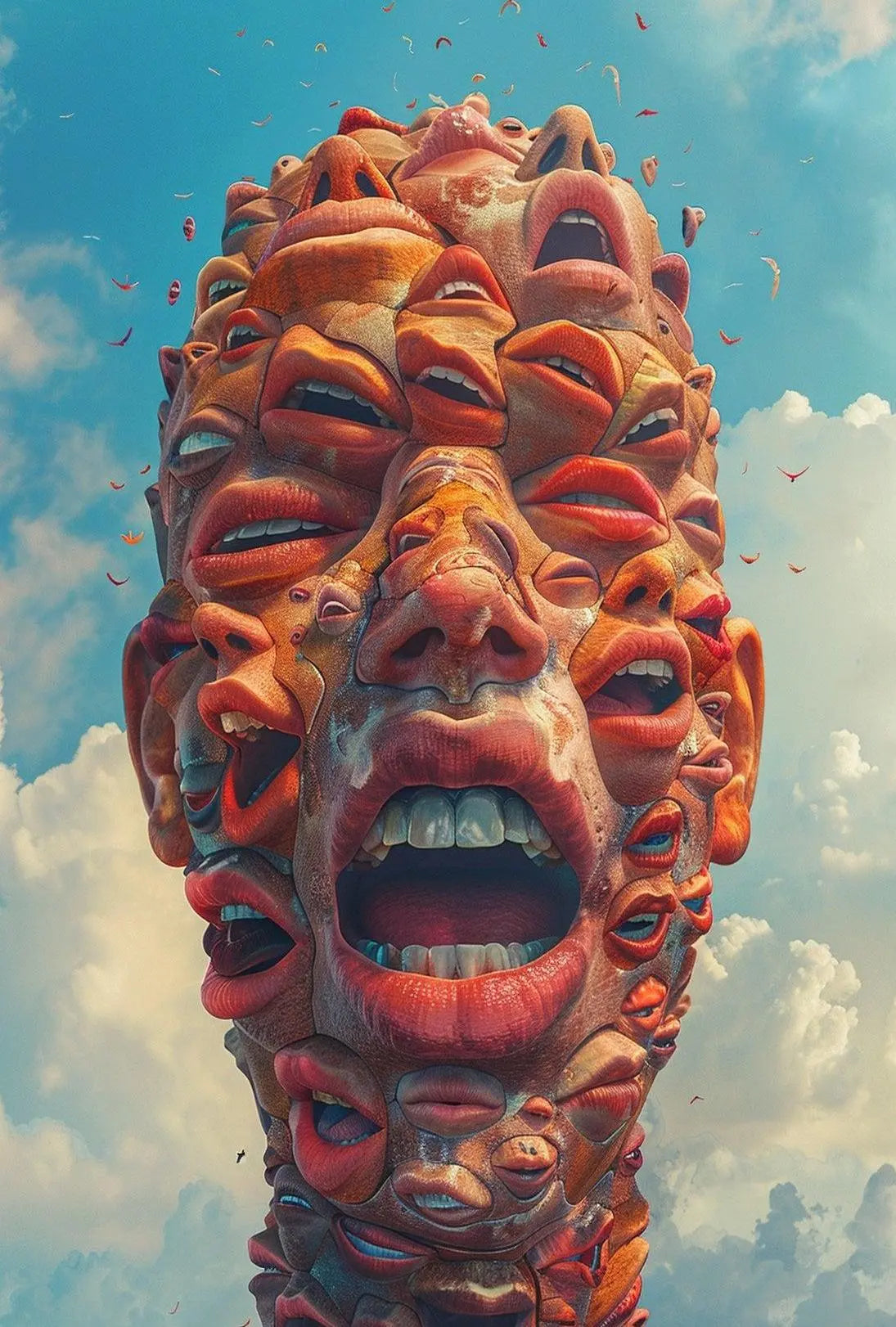 Surreal Faces Structure Poster - Abstract, Artistic, or Pop Culture Poster PosterGoat