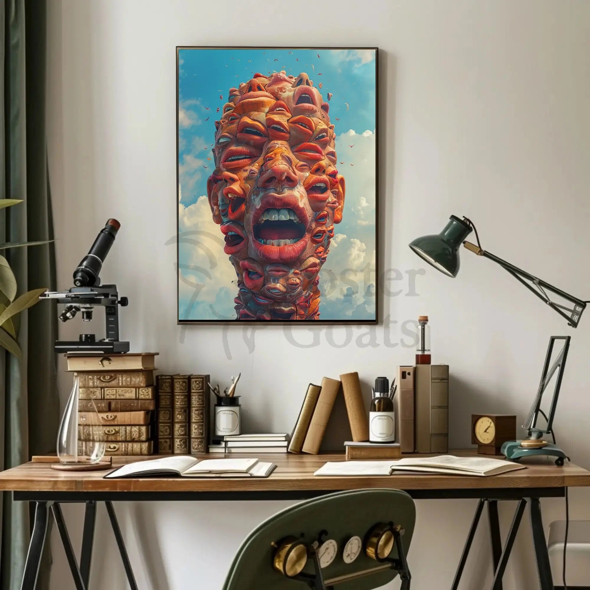 Surreal Faces Structure Poster - Abstract, Artistic, or Pop Culture Poster PosterGoat