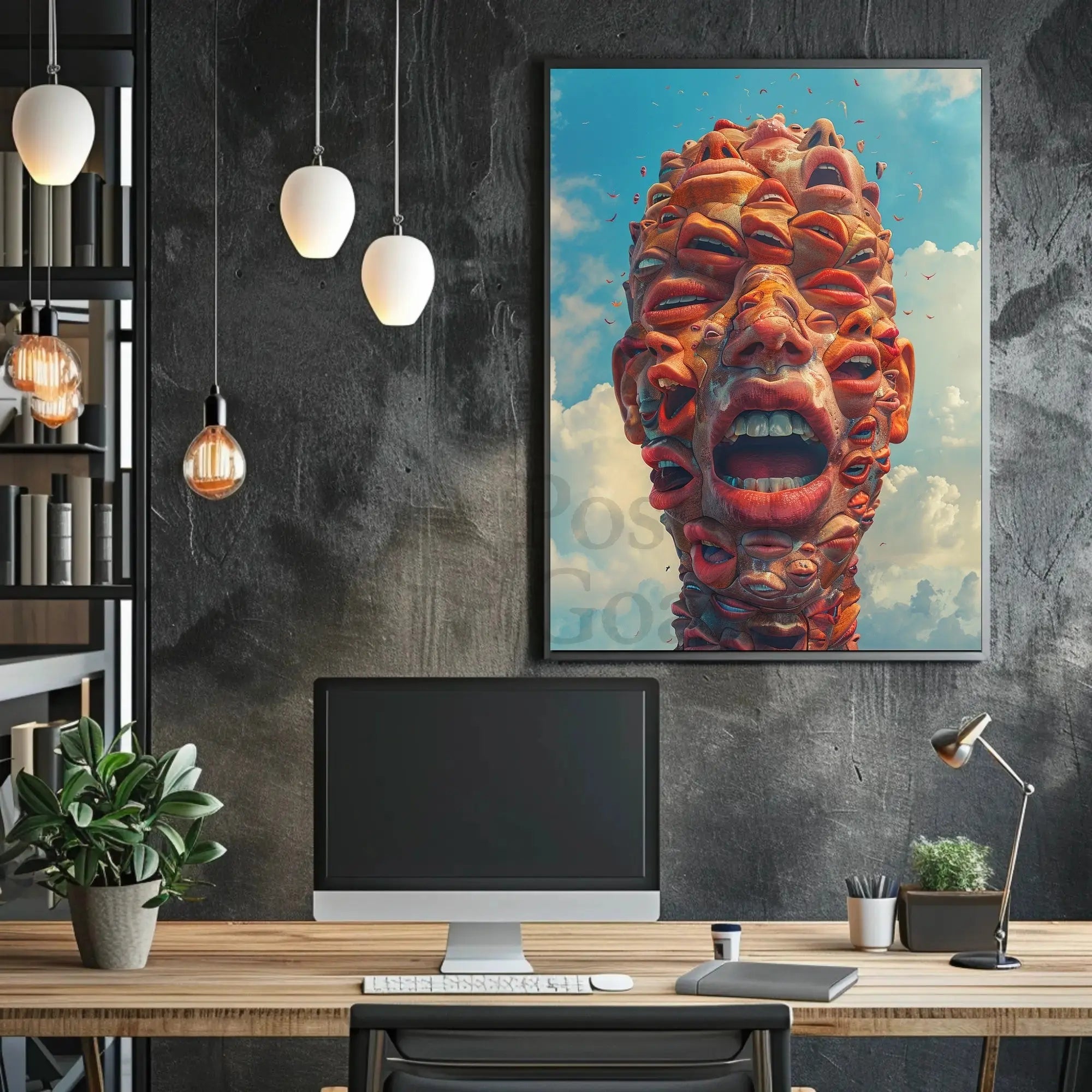 Surreal Faces Structure Poster - Abstract, Artistic, or Pop Culture Poster PosterGoat