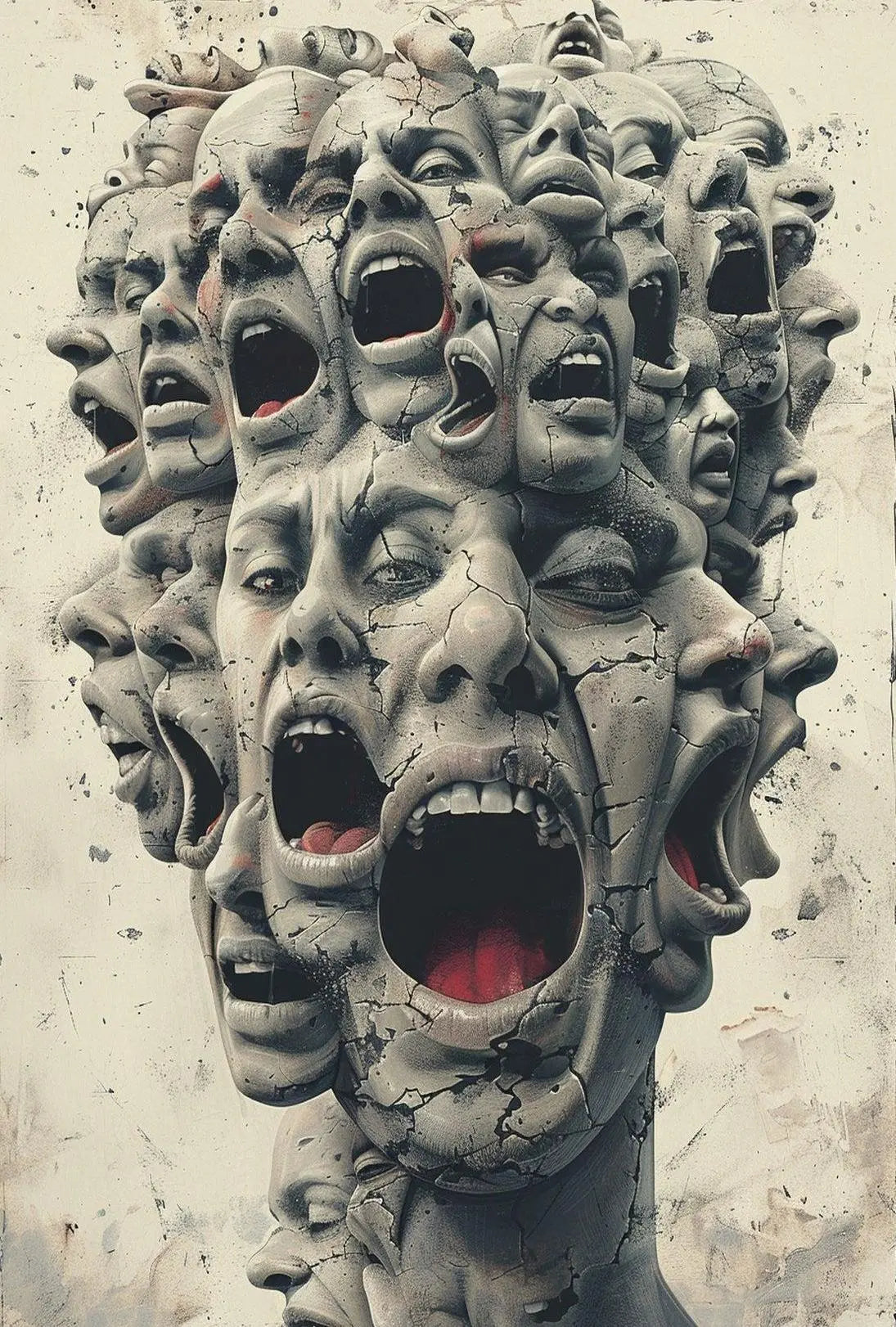 Surreal Faces' Fusion Wall Art: Abstract, Artistic, or Pop Culture Poster PosterGoat