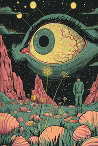 Surreal Landscape with Eye in Sky Futuristic Sci-Fi Poster PosterGoat