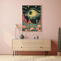 Surreal Landscape with Eye in Sky Futuristic Sci-Fi Poster PosterGoat
