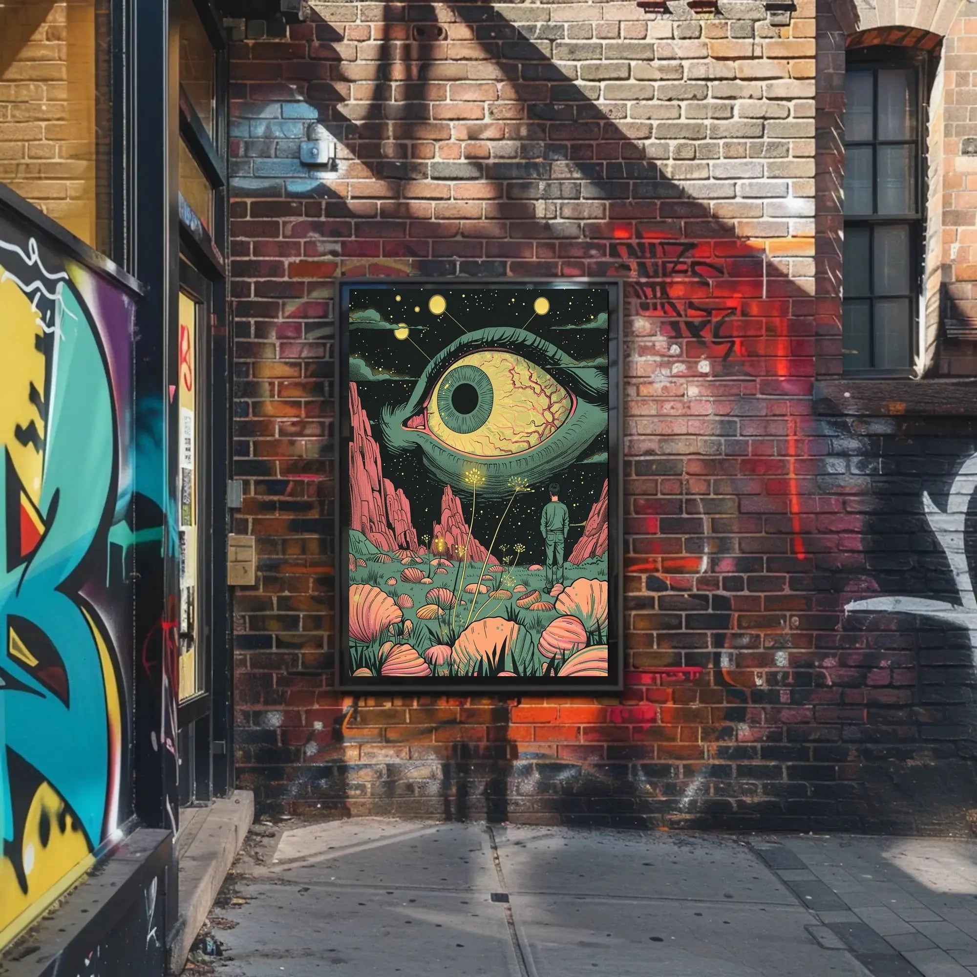 Surreal Landscape with Eye in Sky Futuristic Sci-Fi Poster PosterGoat