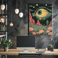 Surreal Landscape with Eye in Sky Futuristic Sci-Fi Poster PosterGoat