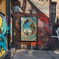 Surreal Mountain Landscape with Broken Wall Art Poster PosterGoat