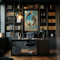 Surreal Mountain Landscape with Broken Wall Art Poster PosterGoat