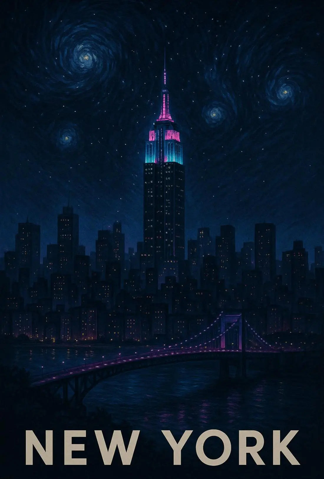 Surreal New York City Skyline Art Print, Artistic Poster PosterGoat