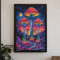 Surreal Peaceful Mushroom Fantasy Political or Propaganda Poster PosterGoat