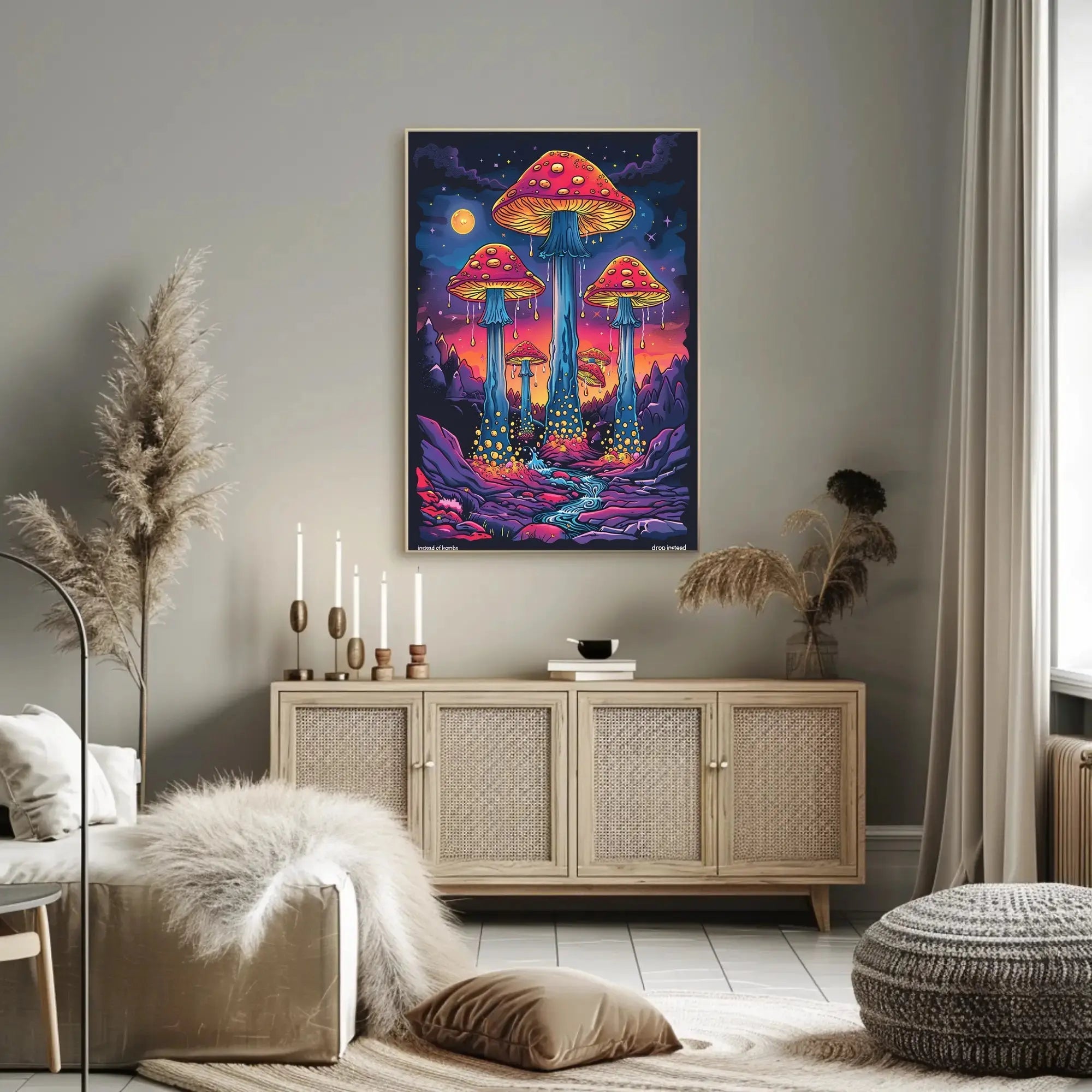 Surreal Peaceful Mushroom Fantasy Political or Propaganda Poster PosterGoat