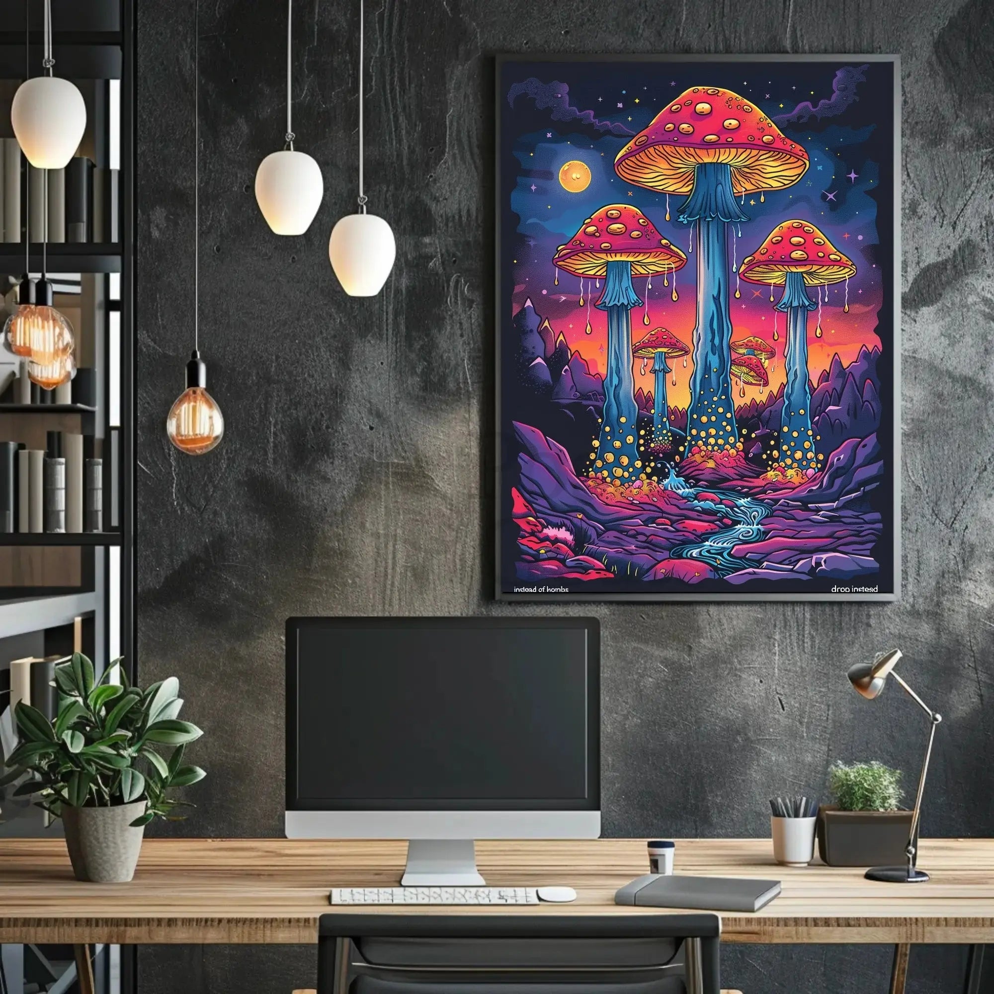 Surreal Peaceful Mushroom Fantasy Political or Propaganda Poster PosterGoat